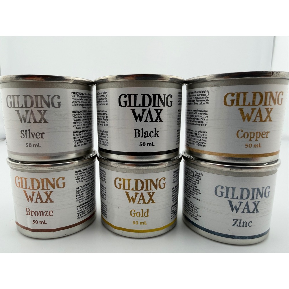 Dixie Belle Gilding Wax 50ml Finishes: Gold Silver Bronze‎ Copper Zinc Black